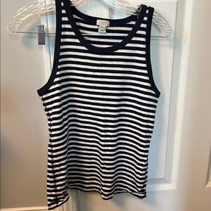 J. Crew Black and White Striped Women's Tank Top